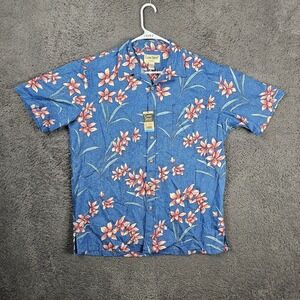Cooke Street Honolulu Men's Large‎ Blue Floral Short Sleeve Button Down Shirt